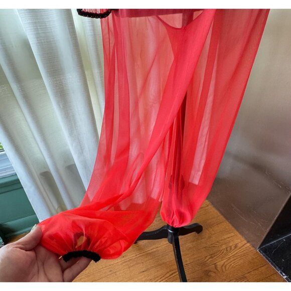 Vintage 1970s lingerie set, lipstick red, black trim, Genie harem style pajama - Picture 8 of 8